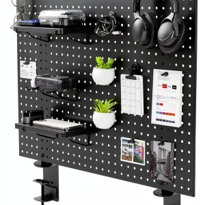 VIVO Desk Pegboard Clamp-On Black 30" Office Organizer with Metal-0