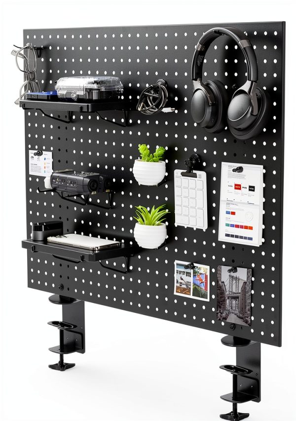 VIVO Desk Pegboard Clamp-On Black 30" Office Organizer with Metal-0