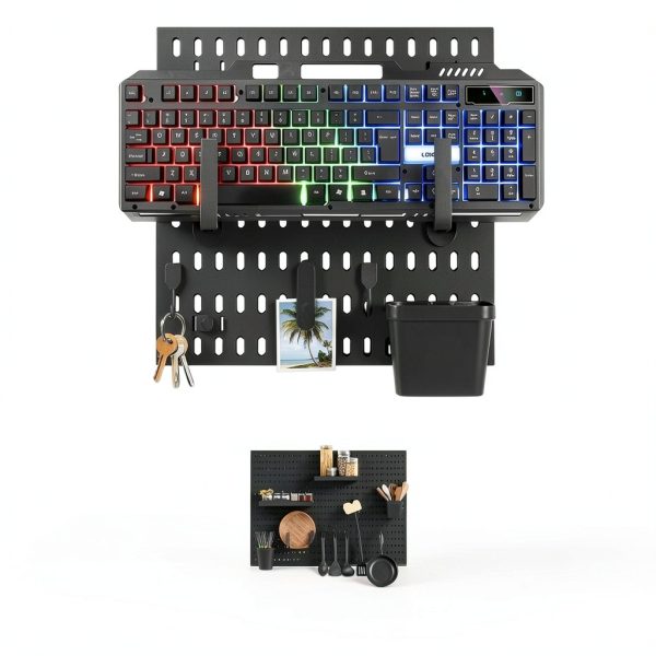 SHGJ&SOFT Black Wall Pegboard Organizer Set 4-Piece Powder-Coated-5