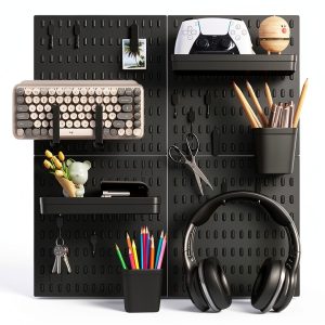 SHGJ&SOFT Black Wall Pegboard Organizer Set 4-Piece Powder-Coated-0
