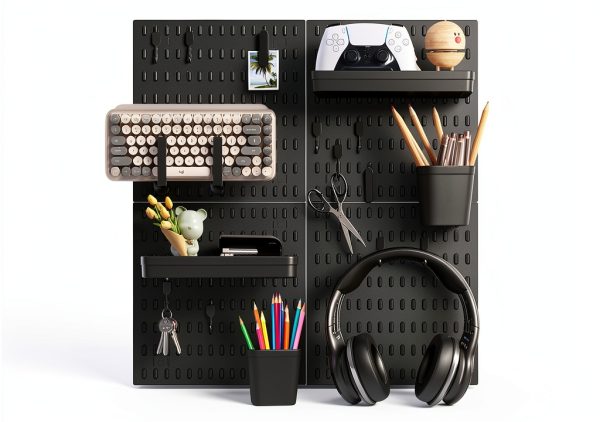 SHGJ&SOFT Black Wall Pegboard Organizer Set 4-Piece Powder-Coated-0