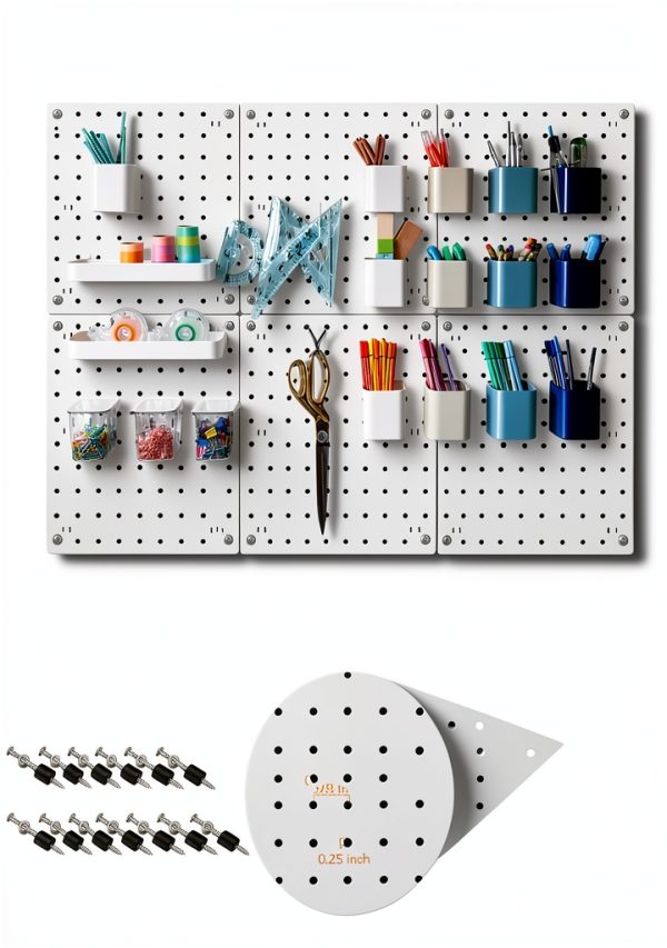 SKYFOOST White Pegboard Wall Panel 10x10 Inch ABS 6‑Pack-1