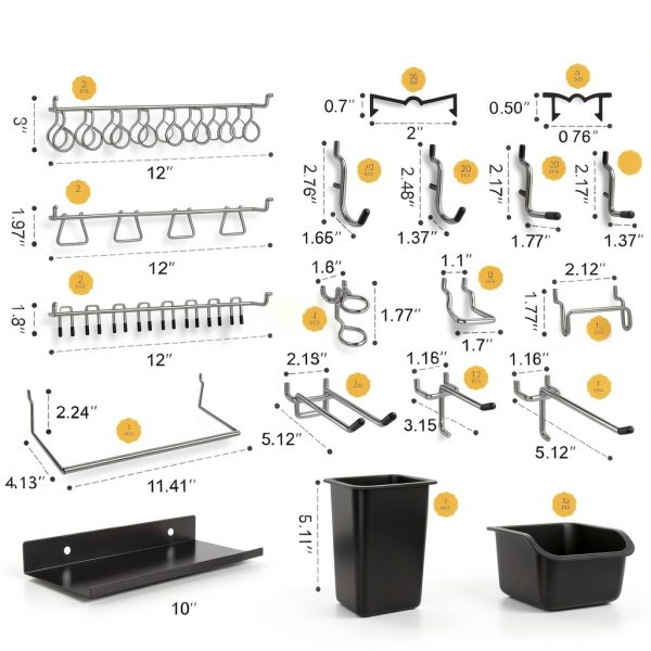 Daanxw Metal Pegboard Wall Organizer 12x24 Inch 6 Panel Set Black-2