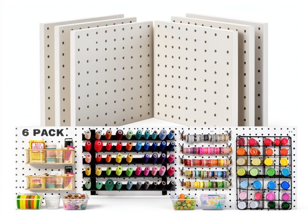 SKYFOOST White Pegboard Wall Panel 10x10 Inch ABS 6‑Pack-0