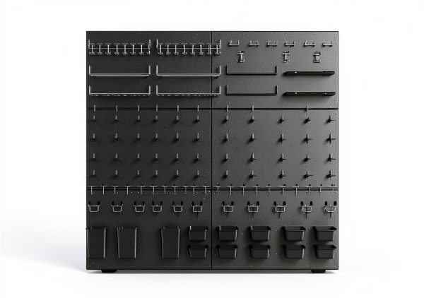 Daanxw Metal Pegboard Wall Organizer 12x24 Inch 6 Panel Set Black-4