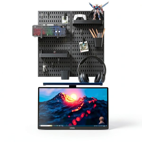 SHGJ&SOFT Black Wall Pegboard Organizer Set 4-Piece Powder-Coated-6