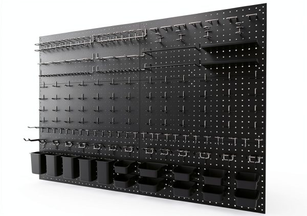 Daanxw Metal Pegboard Wall Organizer 12x24 Inch 6 Panel Set Black-0