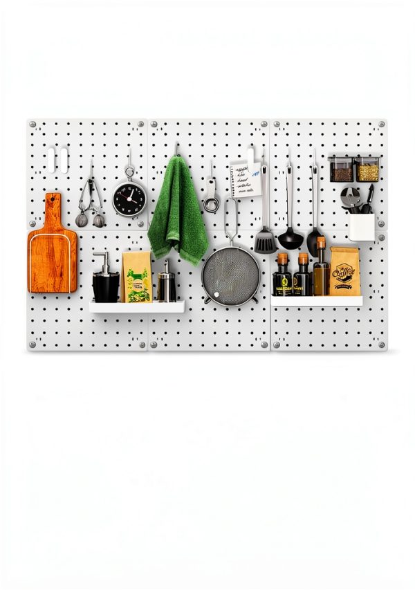 SKYFOOST White Pegboard Wall Panel 10x10 Inch ABS 6‑Pack-3