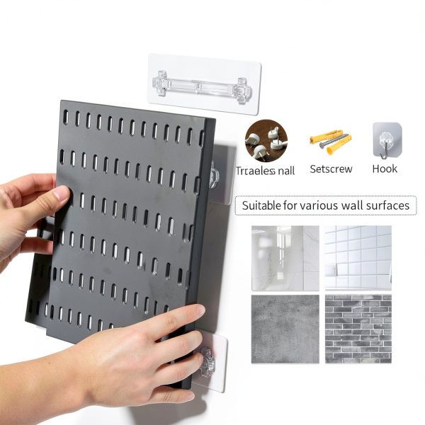 SHGJ&SOFT Black Wall Pegboard Organizer Set 4-Piece Powder-Coated-4