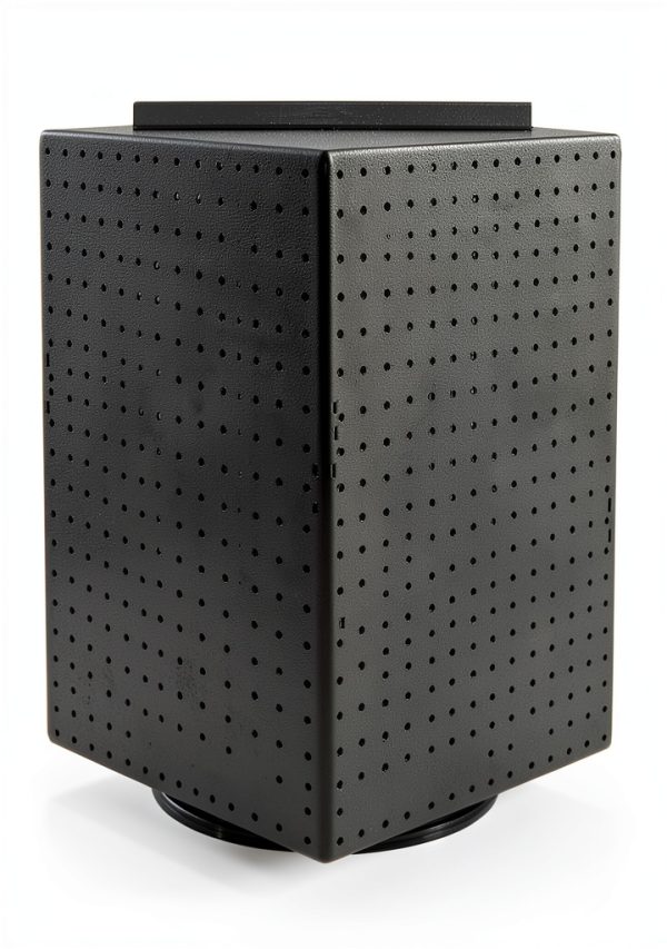 Azar Displays Rotating Pegboard Tower with Hooks Black 4‑Side 14" x-2
