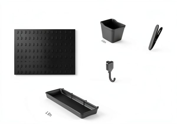 SHGJ&SOFT Black Wall Pegboard Organizer Set 4-Piece Powder-Coated-1