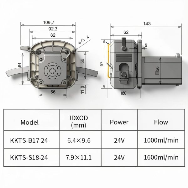 Kamoer KKTS-24S18 1600ml/min high Flow peristaltic Pump 24V Stepper Motor dosing Pump Adjustable Speed for lab Factory Industry-5